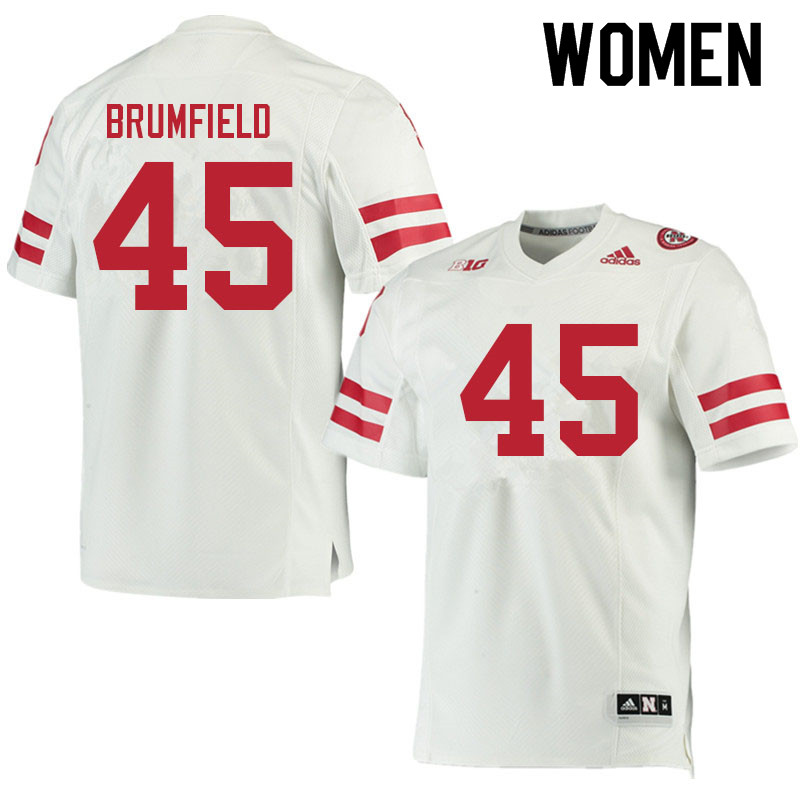 Women #45 Kyan Brumfield Nebraska Cornhuskers College Football Jerseys Sale-White - Click Image to Close